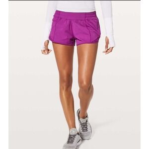 Lululemon Hotty Hot Shorts Magenta Purple Pinstripe Low Rise Running Shorts Sz 8